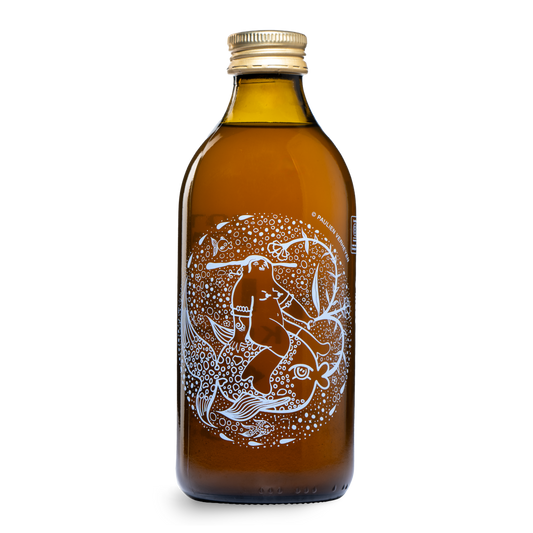 Orange Coffee kombucha bottle by Yugen Drinks, back label with ingredients